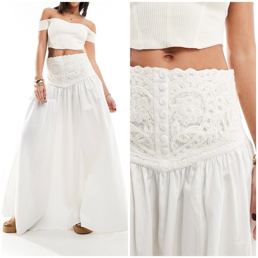 𝓯𝓹 Free People ~ ✨Bella Battenburg Lace panel skirt ‼️check size in description